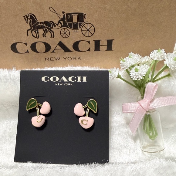Coach Jewelry - 🌸✨Coach Cherry Stud Earrings • Gold/Pink
